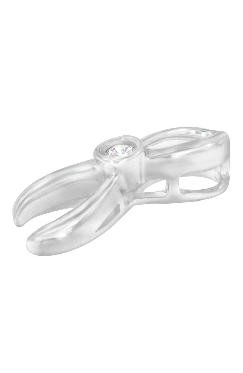 Haus of Brilliance Silver 1/10 cttw Diamond Ribbon Pendant Necklace, Alternate, color, White