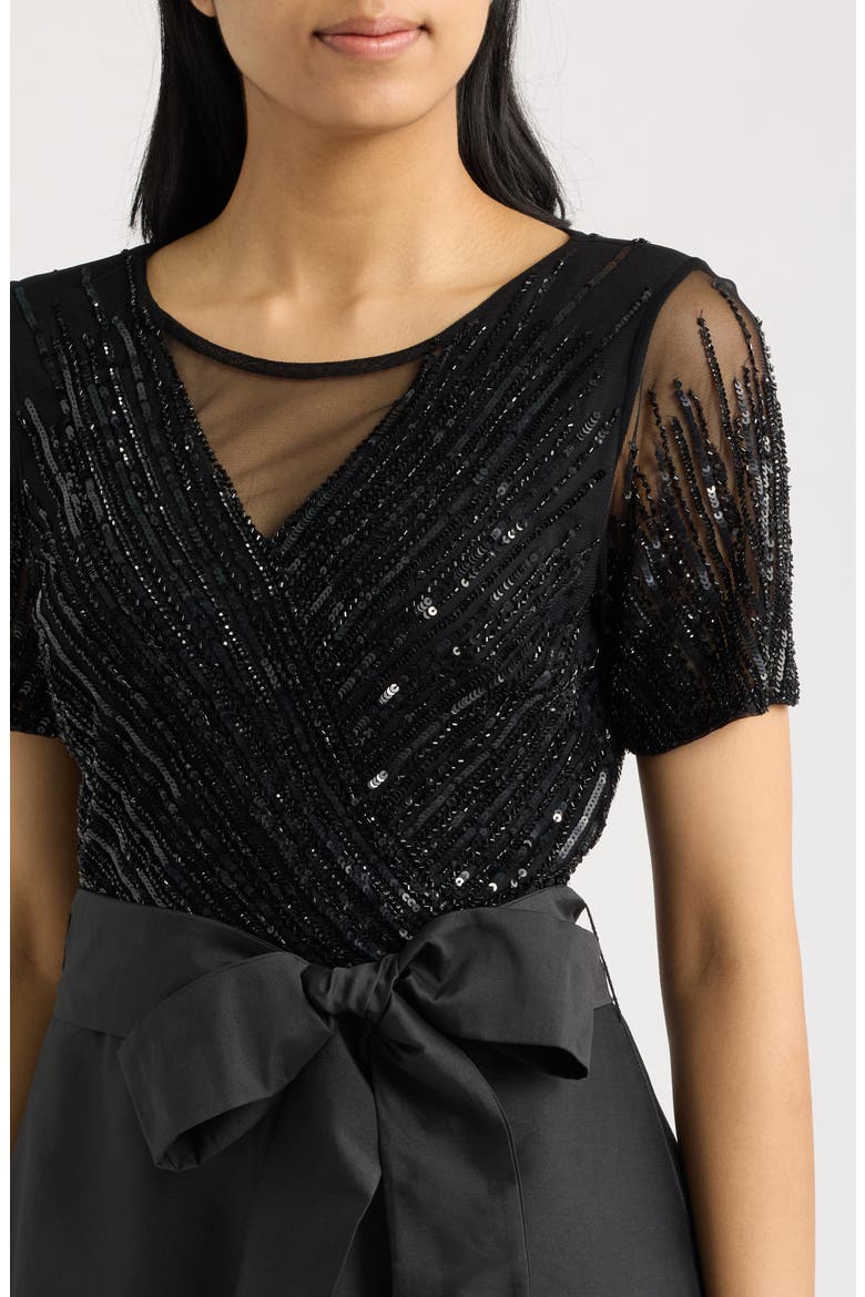 Beaded Tie Waist Gown, Alternate, color, BLACK 001