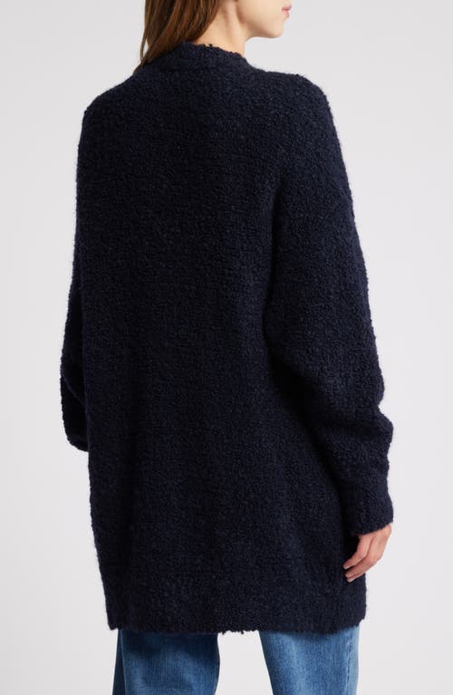 Frame Boucle Boyfriend Cardigan In Navy In Blue
