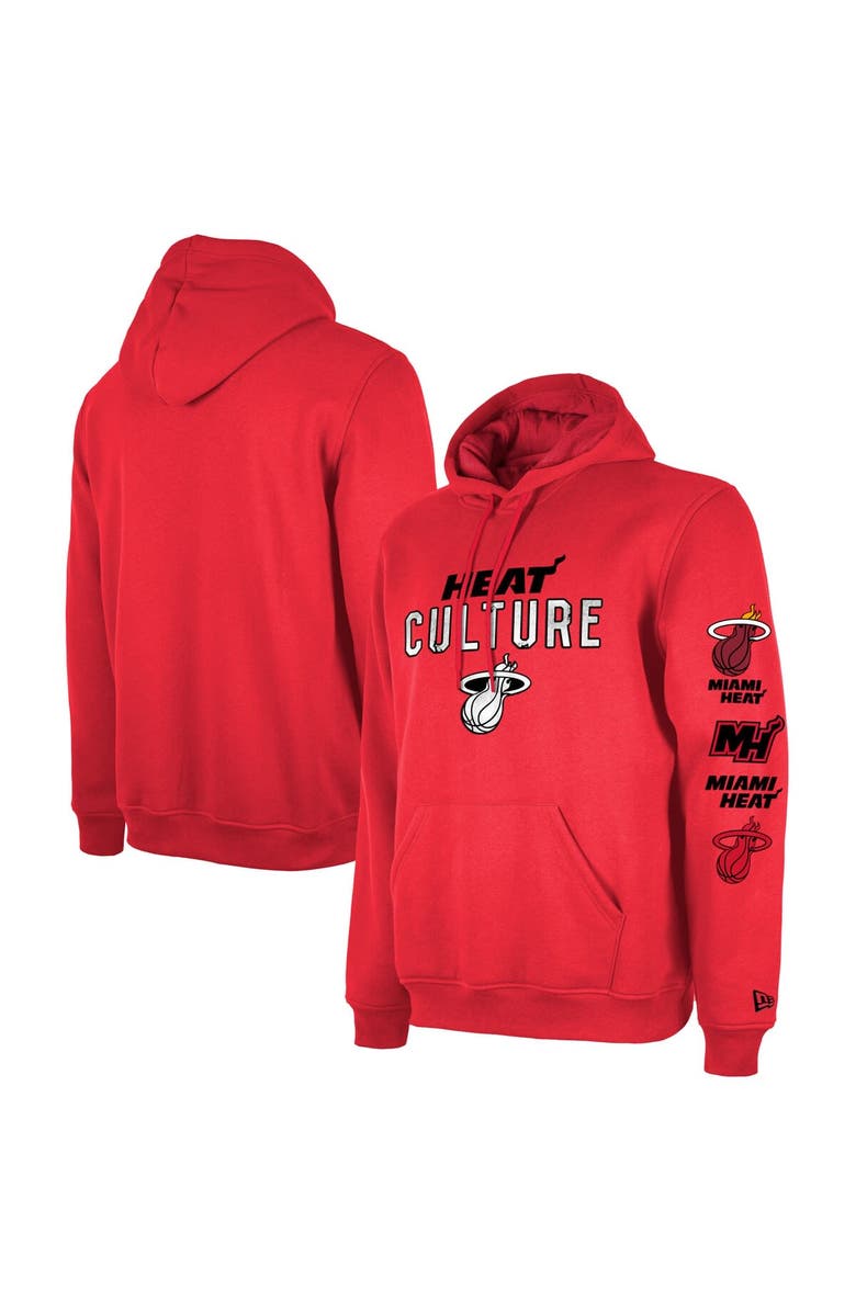 New Era Men's New Era Red Miami Heat Tall 2023/24 City Edition Jersey Pullover Hoodie, Main, color, 