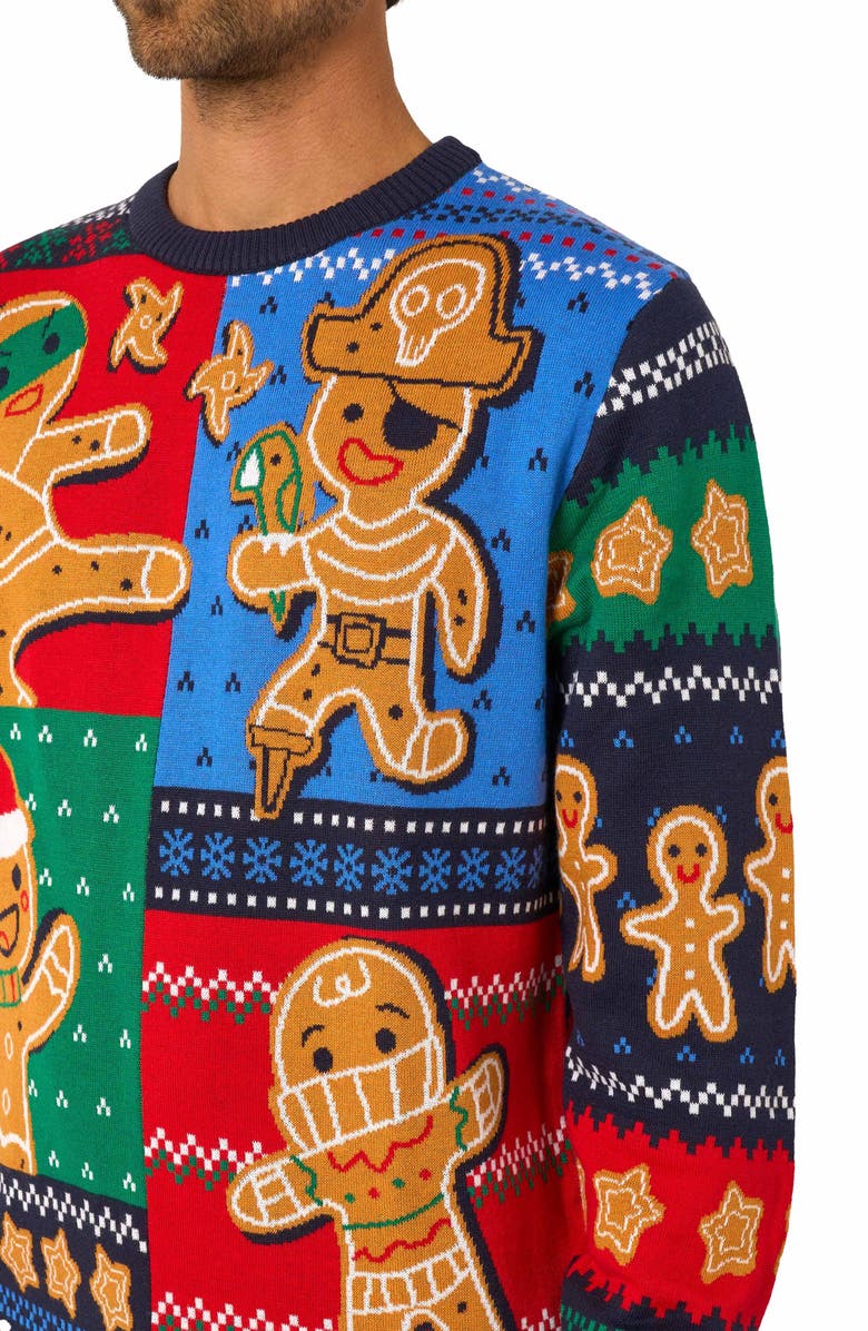 OppoSuits Gingerbread Christmas Crewneck Sweater, Alternate, color, Red Multi