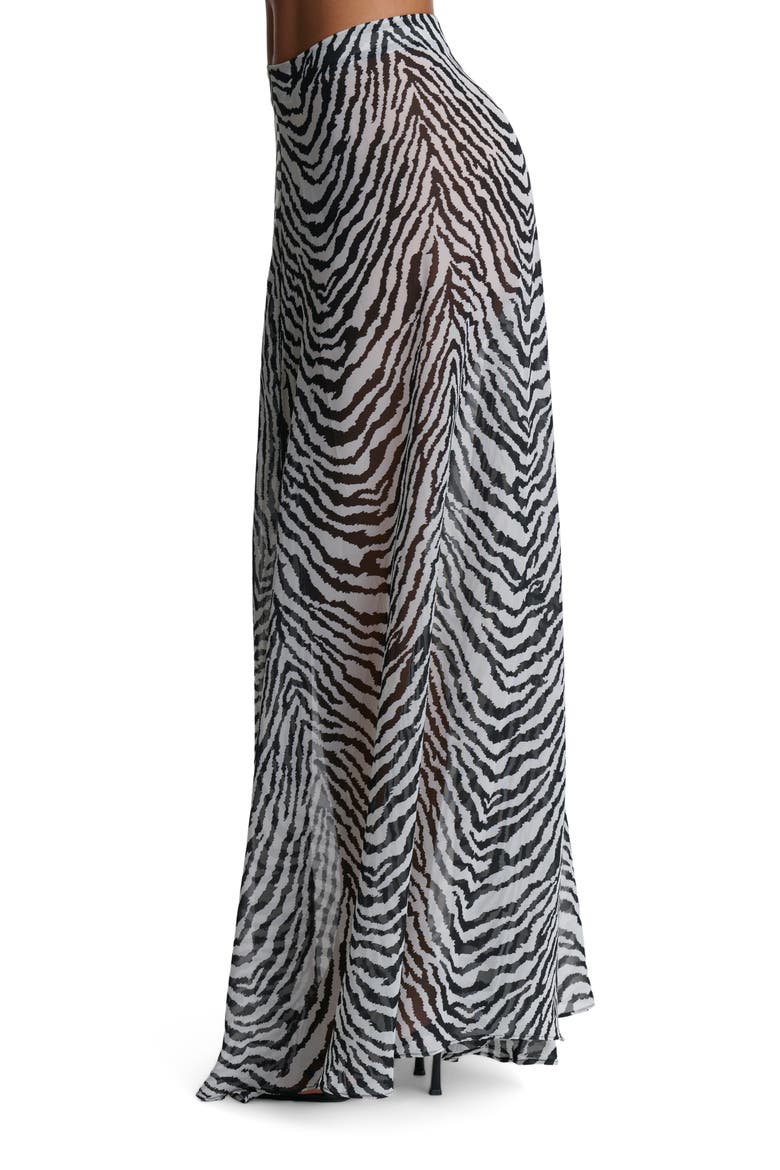 Chiffon A-Line Maxi Skirt, Alternate, color, ZEBRA WHITE/ BLACK