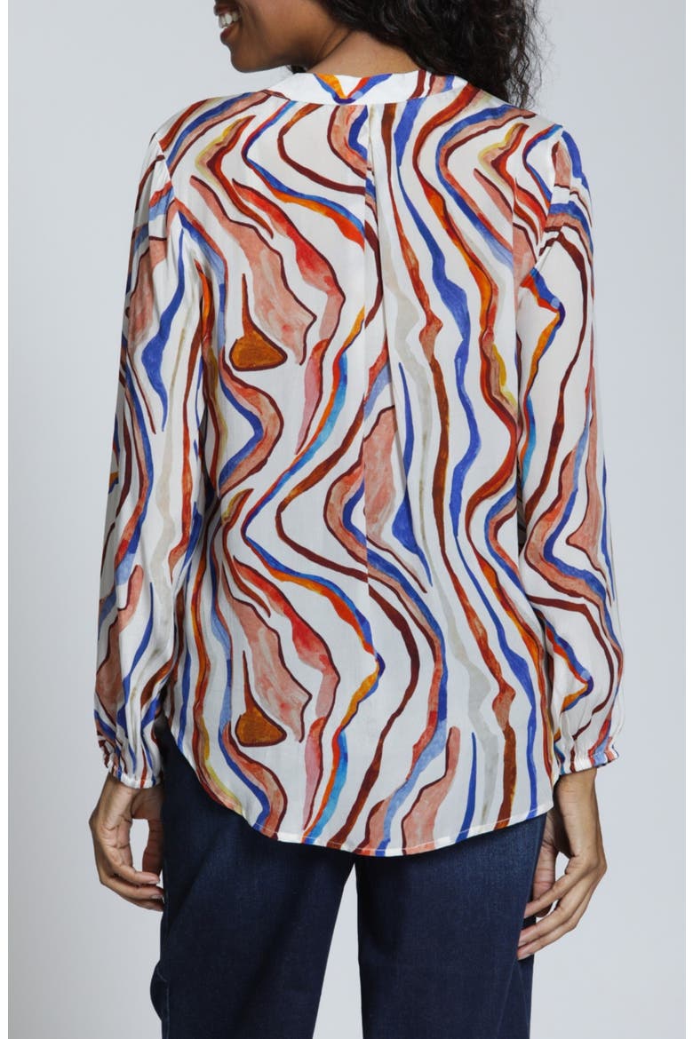 Print Surplice Neck Top, Alternate, color, BROWN BLUE MULTI
