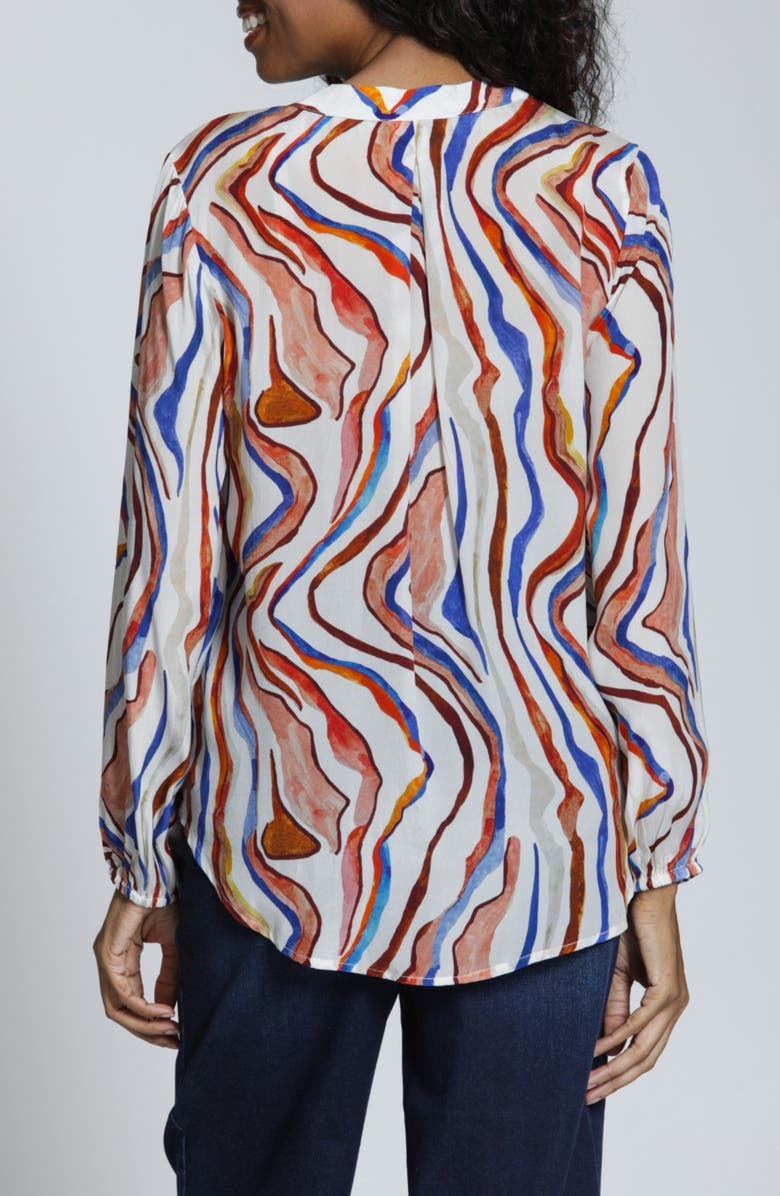 APNY Print Surplice Neck Top, Alternate, color, Brown Blue Multi