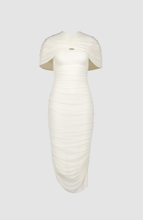 Zola Mesh Cape Midi Dress
