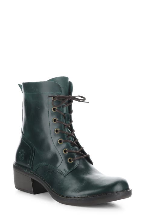 Grommet Lace-Up Leather Boots (8)