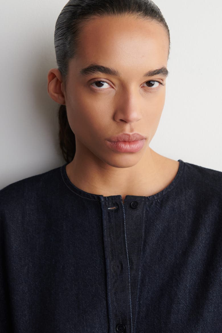Rounded Denim Top, Alternate, color, INDIGO
