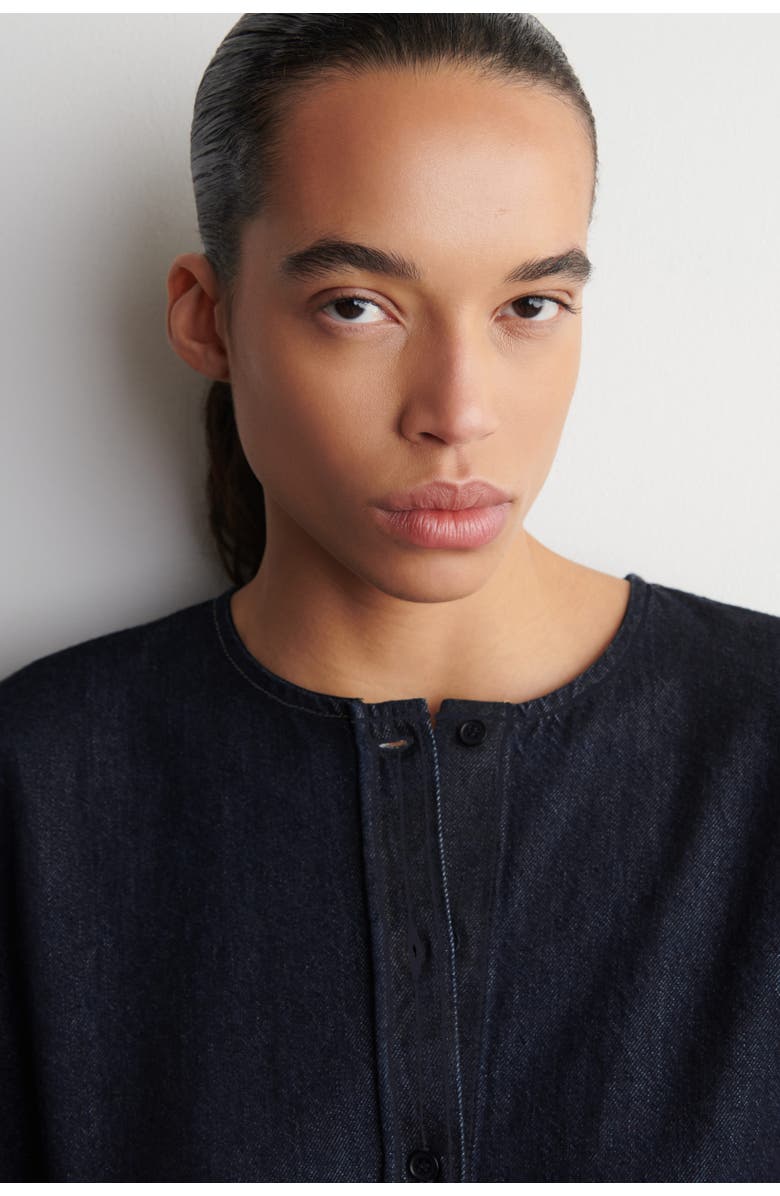 COS Rounded Denim Top, Alternate, color, Indigo