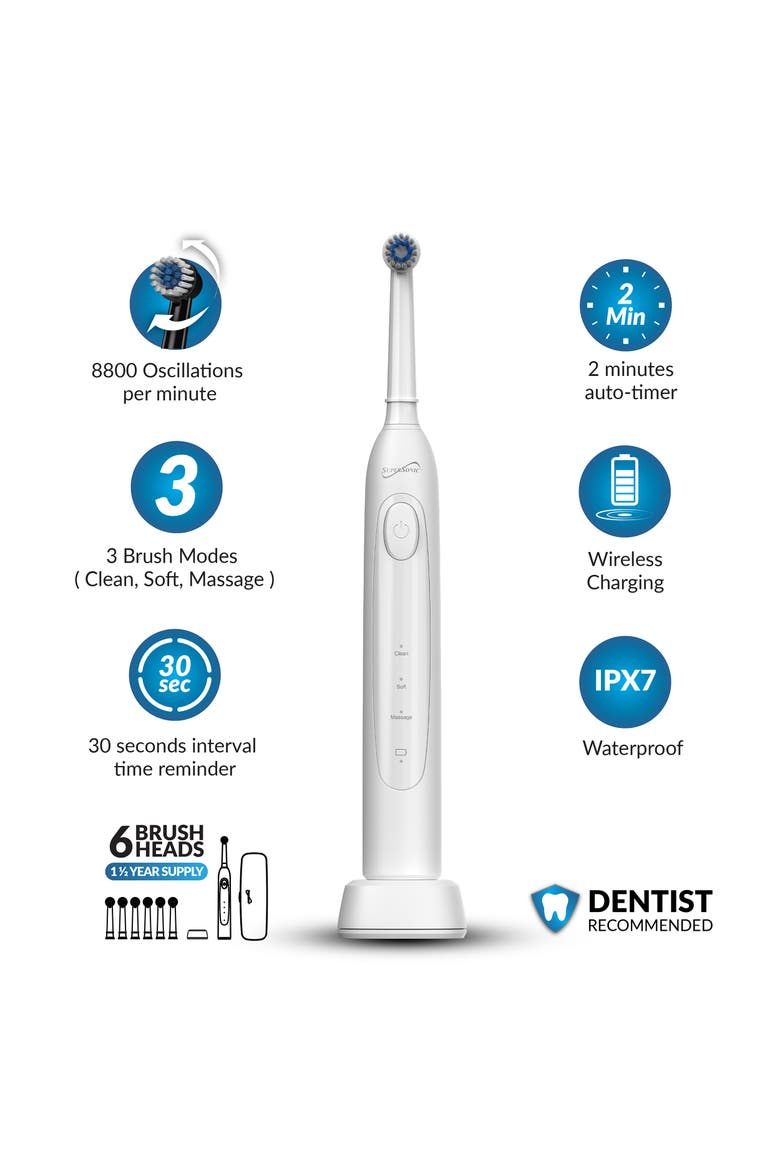 Sonic Zoom+ Wireless Rechargeable Toothbrush in White, Alternate, color, White