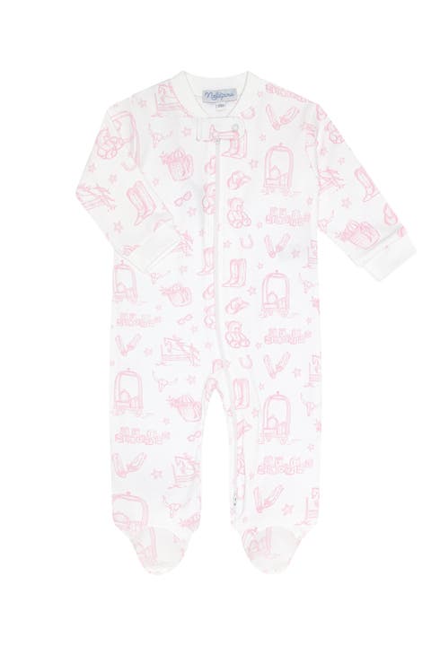 Pink Lone Star Toile Zipper Footie - Baby