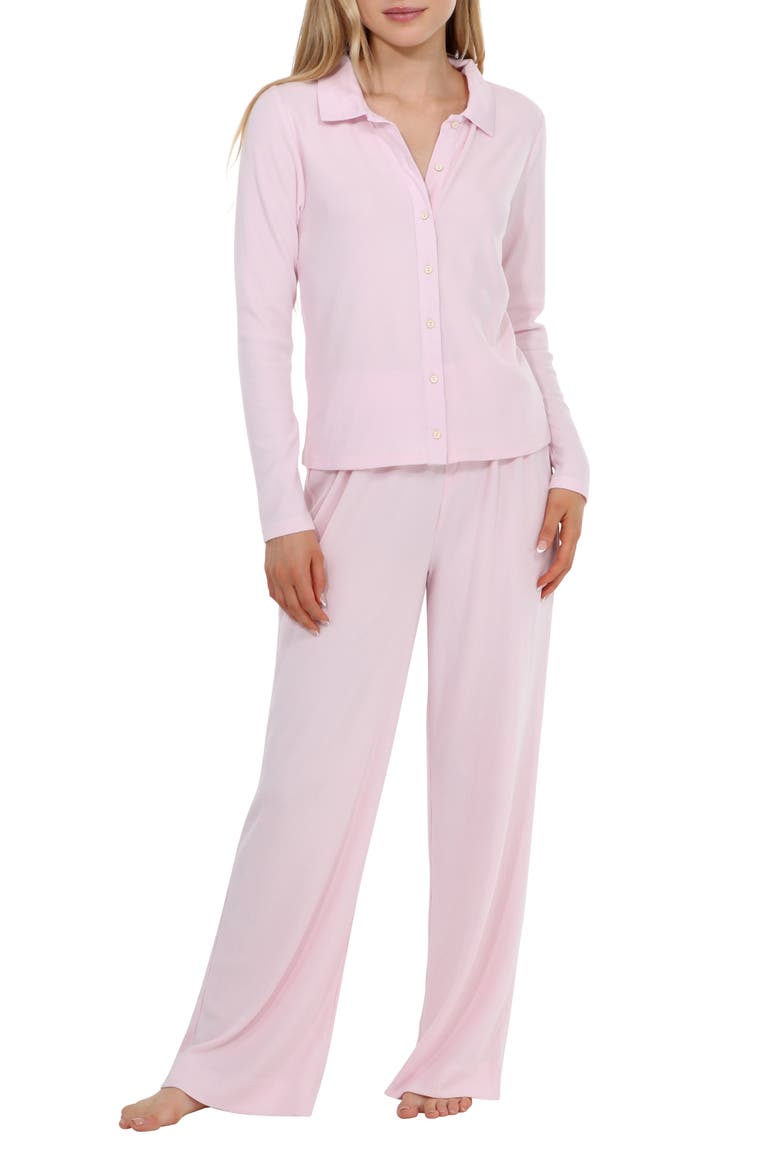 Coffee Club Waffle Knit Pajamas, Main, color, STRAWBERRY