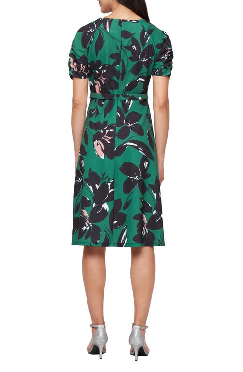 Sl Fashions Short Sleeve A-line Dress In Multi