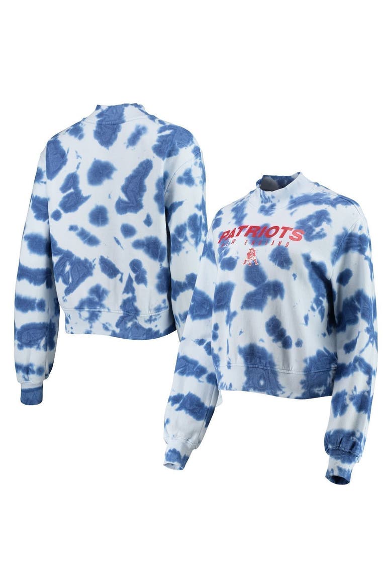 Women's Junk Food Navy New England Patriots Tie-Dye Cropped Pullover Sweatshirt, Alternate, color, Navy
