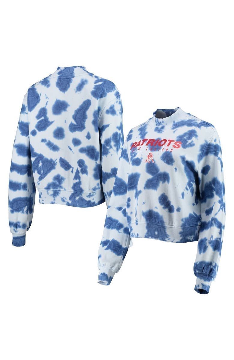 Junk Food Women's Junk Food Navy New England Patriots Tie-Dye Cropped Pullover Sweatshirt, Alternate, color, Navy