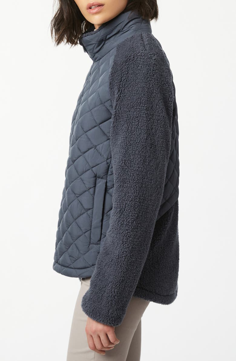 Bernardo Mixed Media Quilted Faux Fur Jacket, Alternate, color, Petrolblue