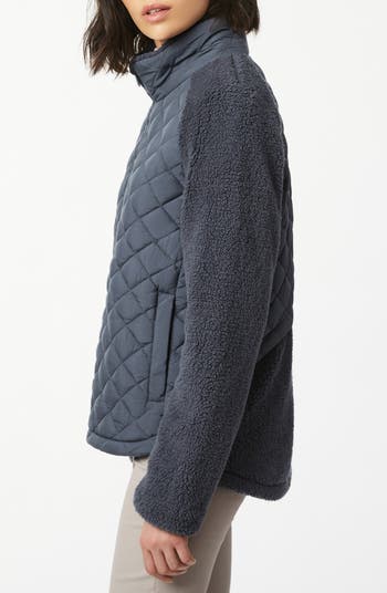 Mixed Media Quilted Faux Fur Jacket