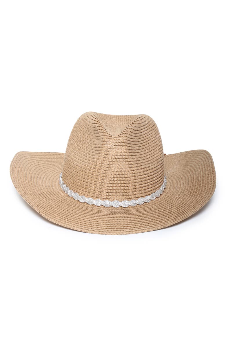 David & Young Bling Band Woven Cowboy Hat, Main, color, Light Brown