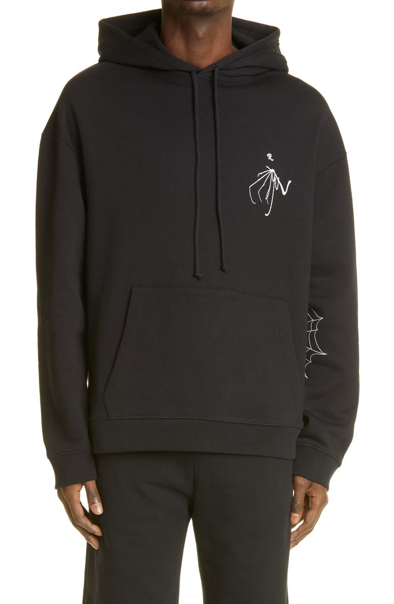 Raf Simons Gothic Print Cotton Hoodie, Main, color,