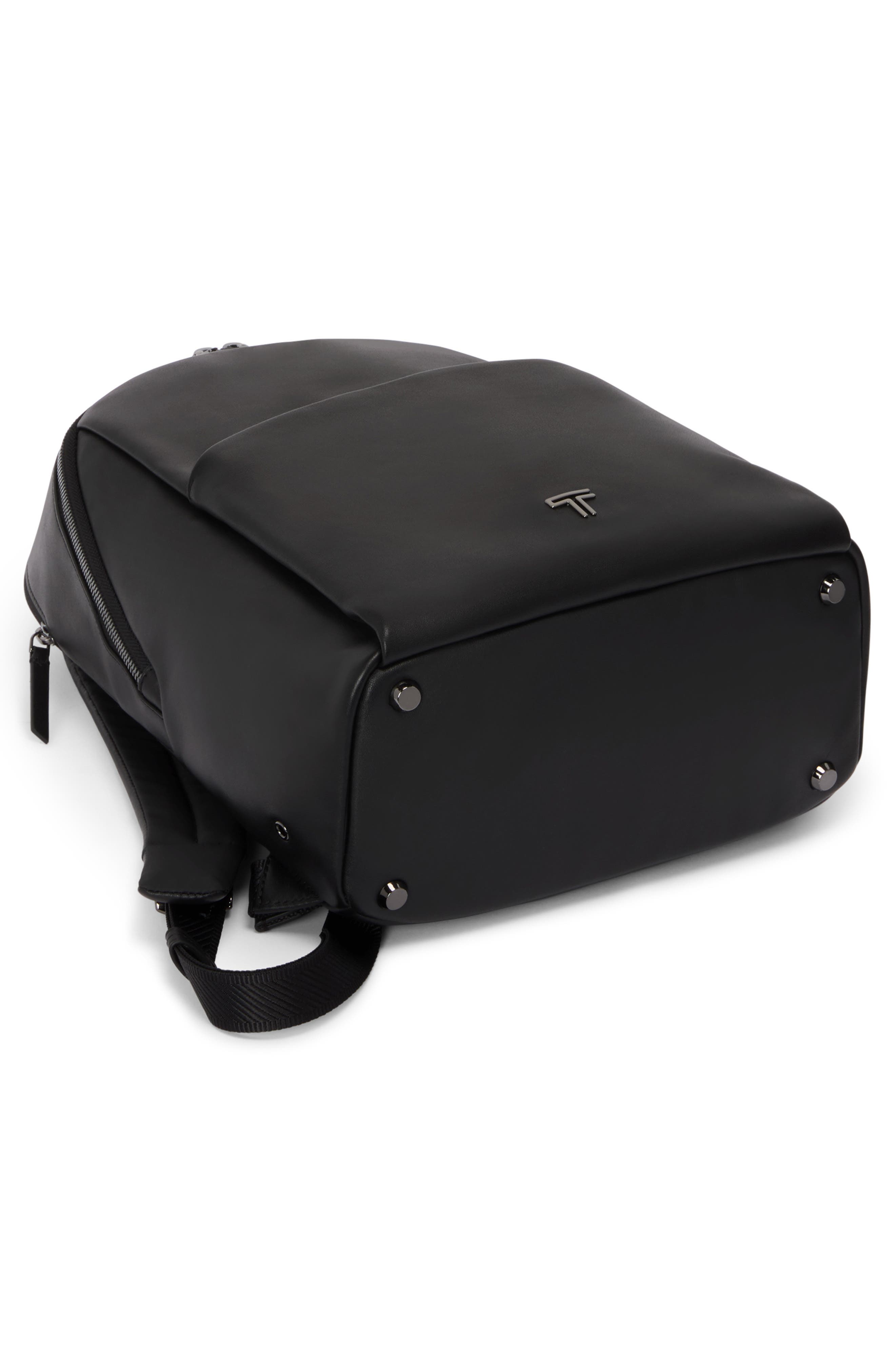 TUMI Raina Medium Leather Backpack, Alternate, color, Black/ Gunmetal