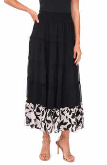 Halogen® Tiered Smocked Midi Skirt