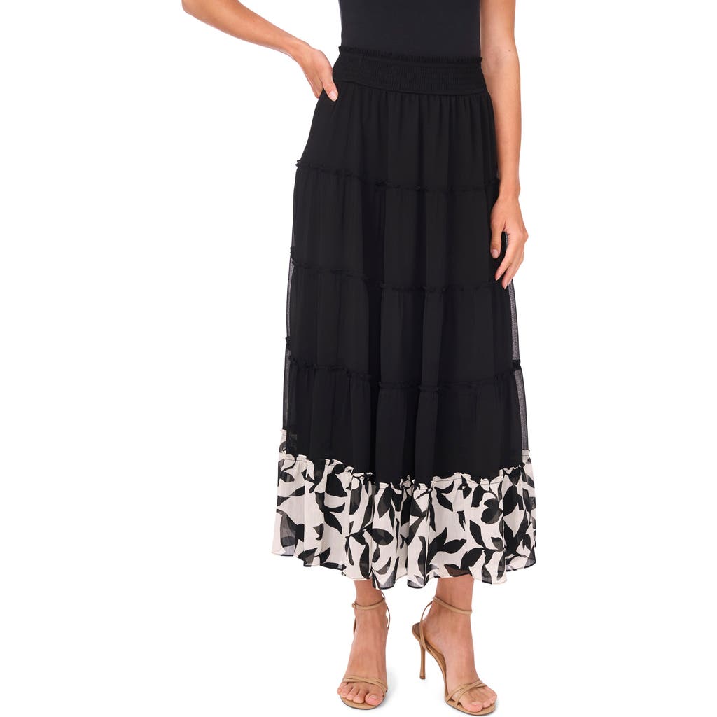 Halogenr Halogen(r) Tiered Smocked Midi Skirt In Black