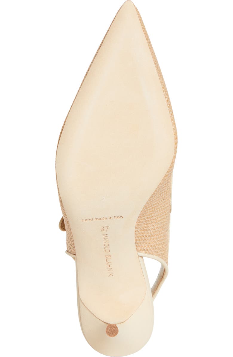 Manolo Blahnik Camparisli Pointed Toe Mary Jane Slingback Pump, Alternate, color, Light Beige/ Cream