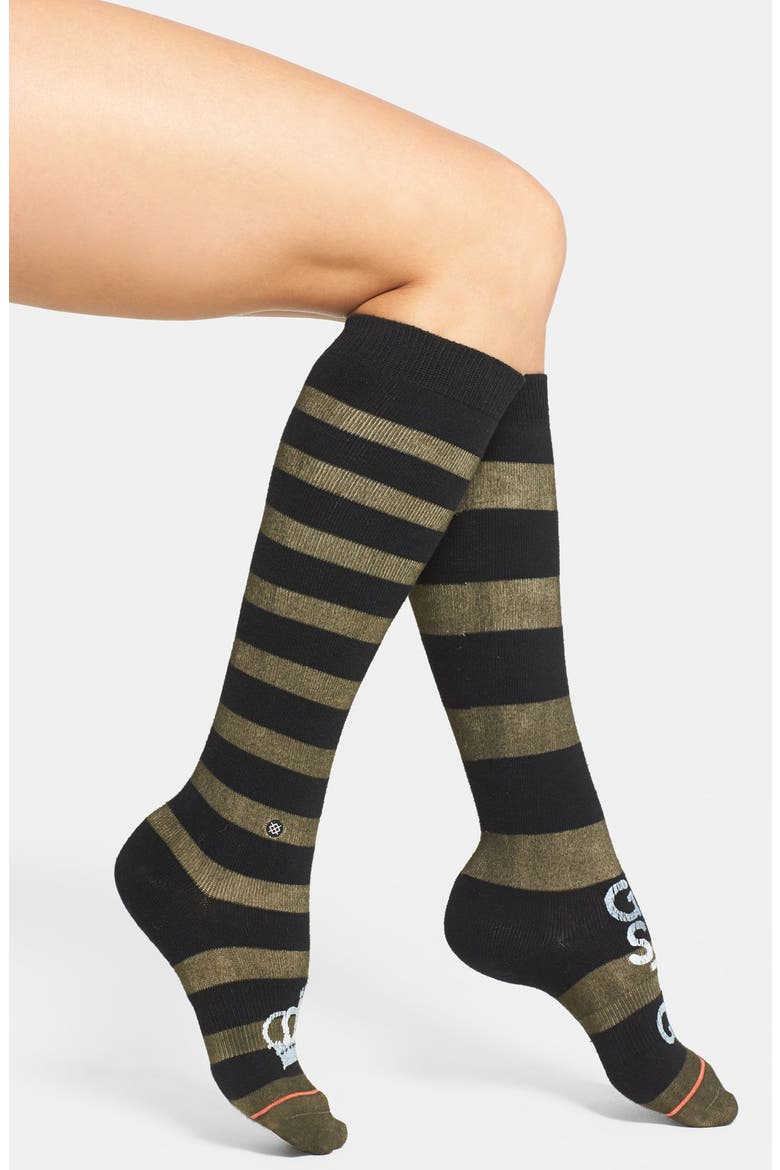 'Save the Queen' Boot Socks, Alternate, color, DARK OLIVE