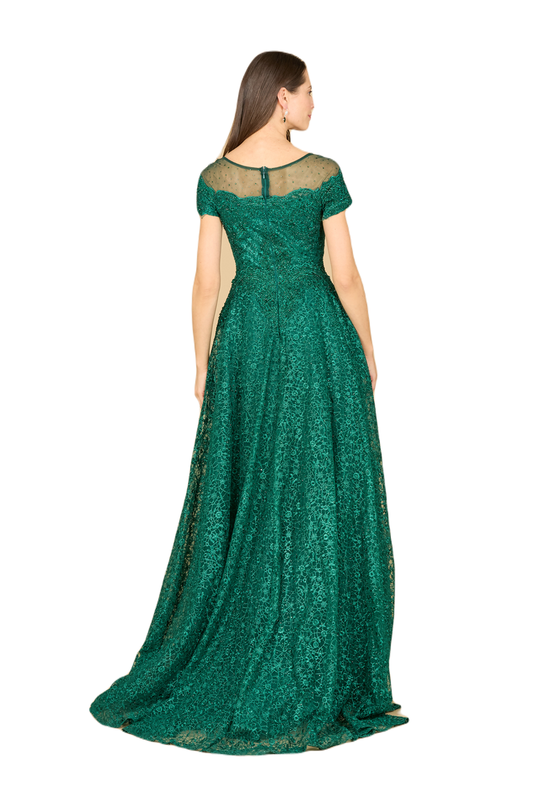 Sheer Off Shoulder Ball Gown, Alternate, color, Green