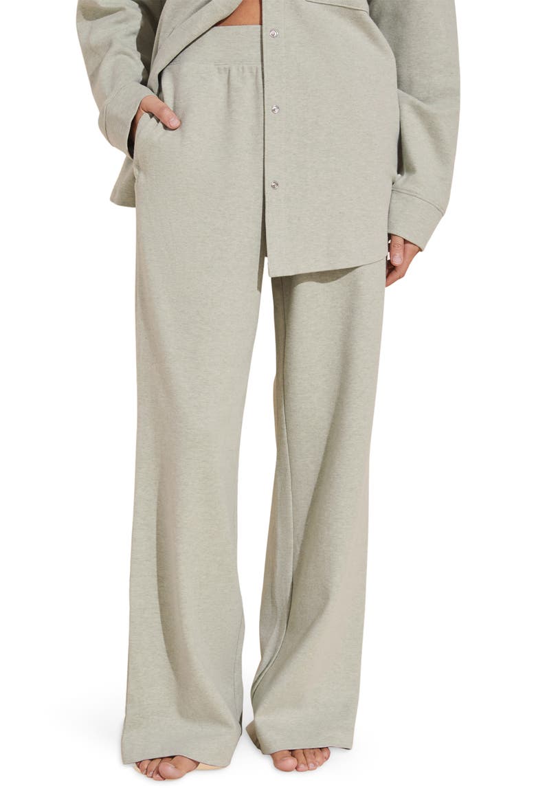 Luxe Stretch Cotton Wide Leg Sweatpants, Main, color, BOTANICAL ZEN GREEN