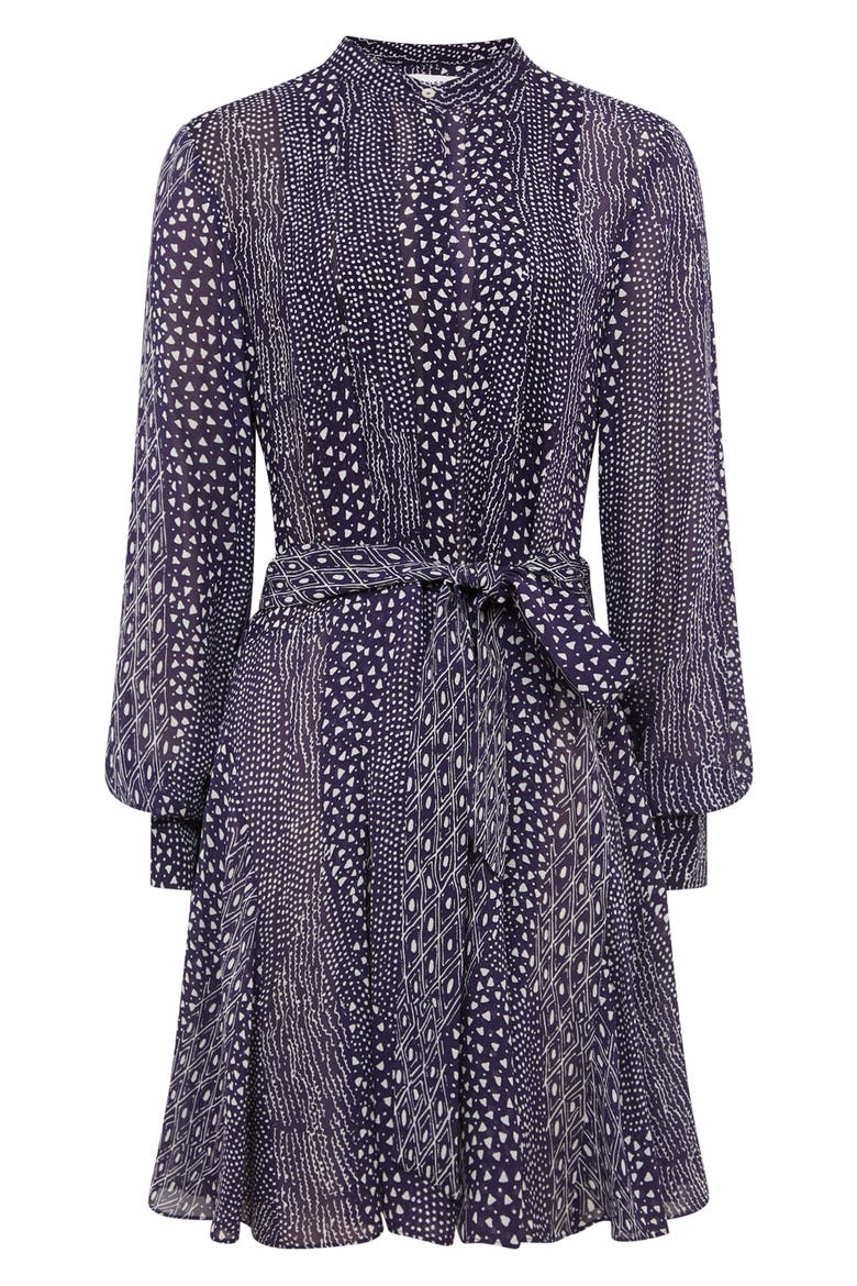 Luella Mixed Print Long Sleeve Shirtdress, Alternate, color, PURPLE