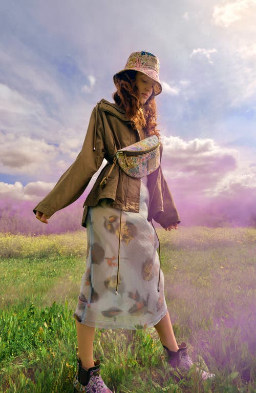 Kurt Geiger London Floral Couture Bucket Hat In Yellow Multi