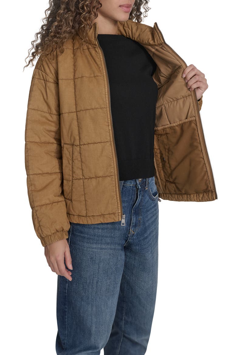 Box Quilted Water Resistant Cotton Jacket, Alternate, color, TOBACCO