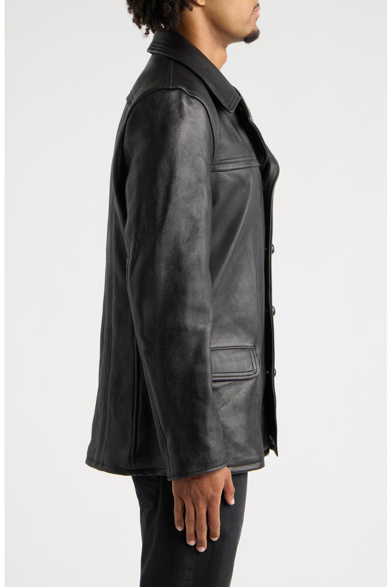 Backstage Leather Car Coat, Alternate, color, BLACK