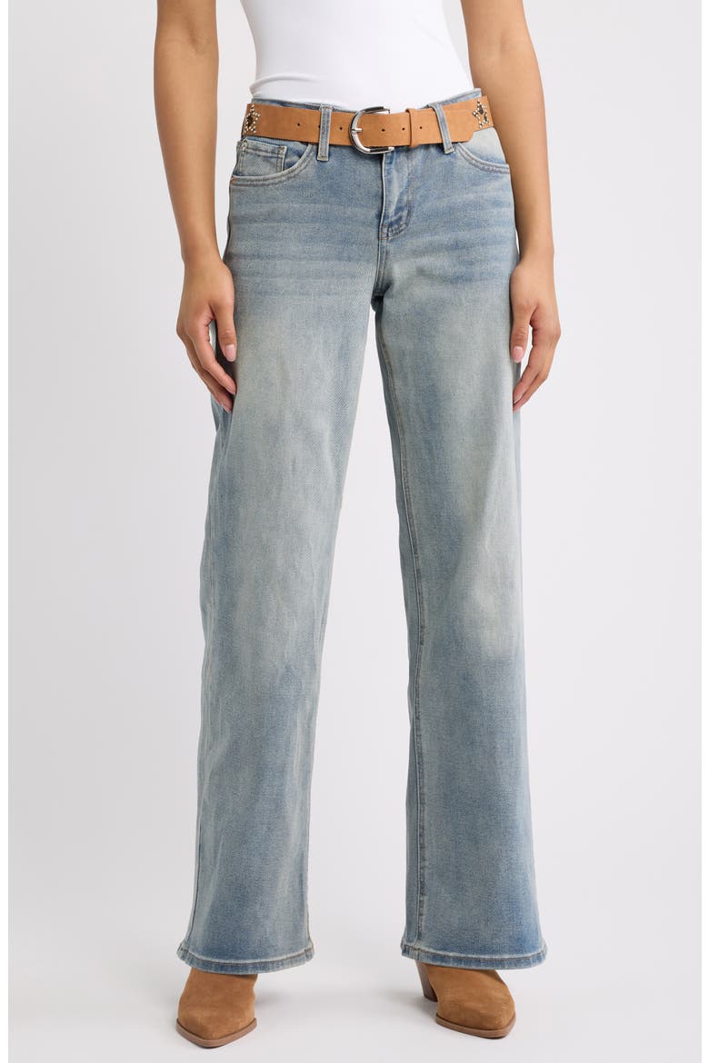 Britney Belted Wide Leg Jeans, Main, color, LT MED WASH TINT 19C