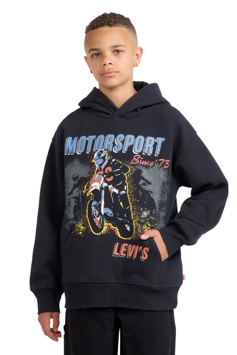 Kids' Dirt Bike Graphic Hoodie, Alternate, color, JET BLACK