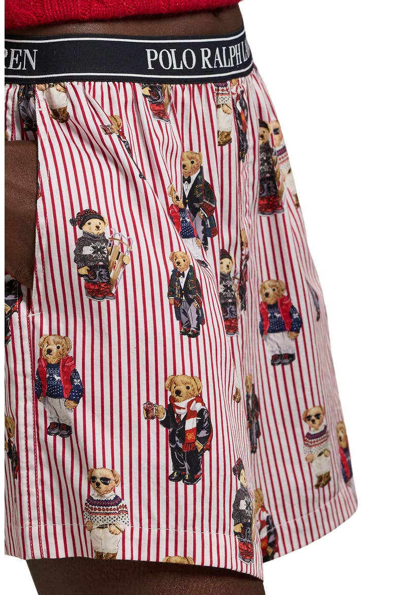 Cotton Boxer Pajama Shorts, Alternate, color, BEAR RED