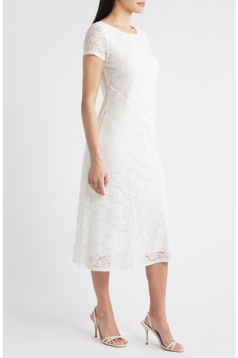 Lace Midi Dress, Alternate, color, WHITE