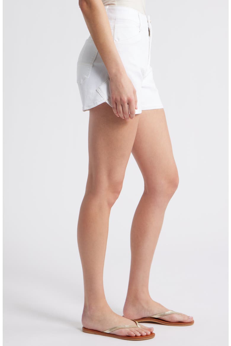 Skyrise High Waist Dolphin Hem Denim Shorts, Alternate, color, OPW-OPTIC WHITE