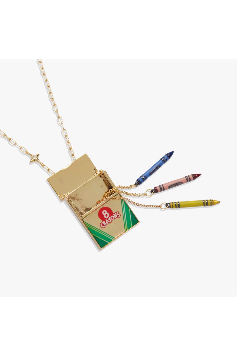 Crayola 'To Teach Is To Color A Life Forever' Crayon Box Locket, Alternate, color, Gold