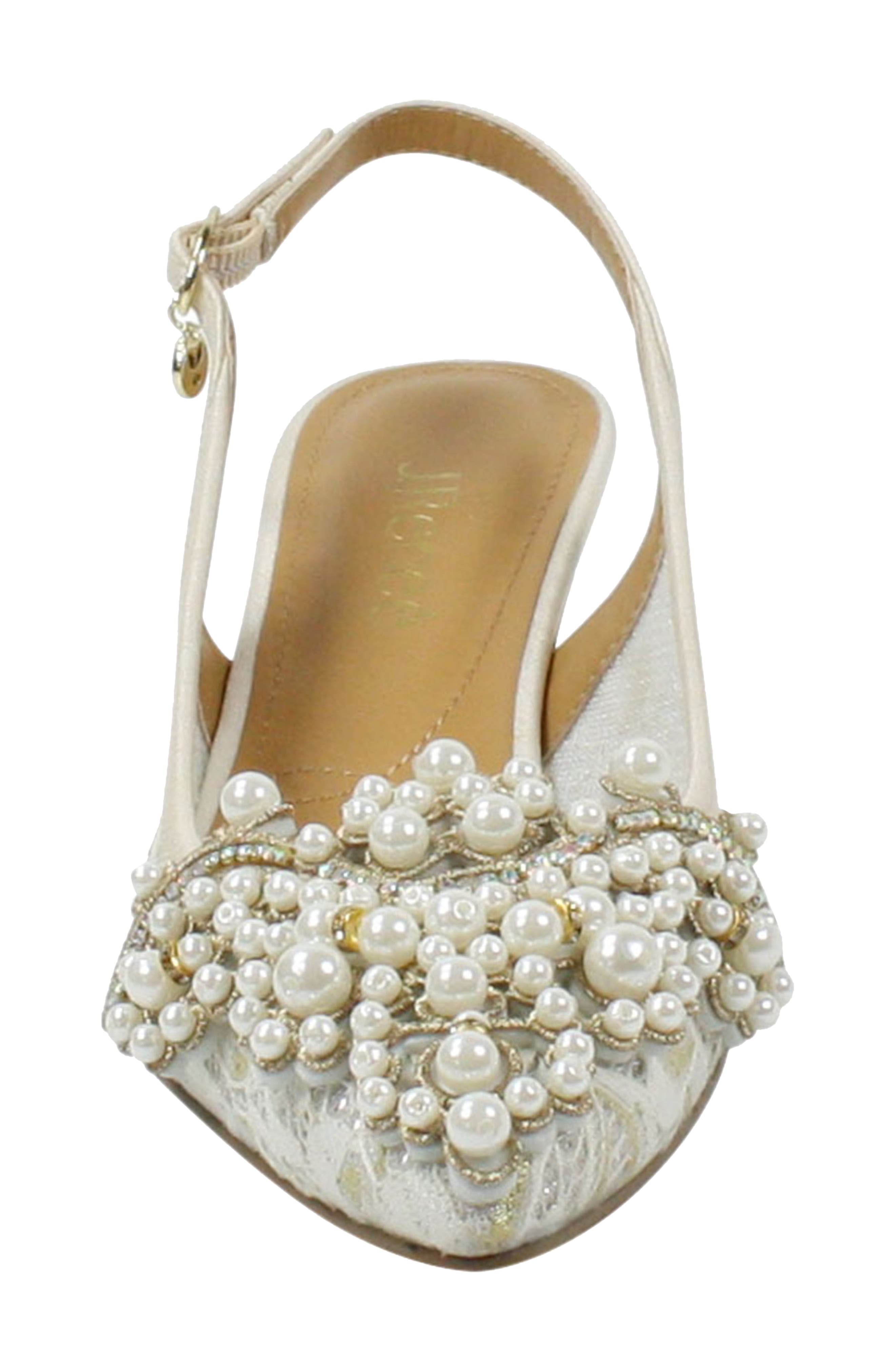 Strovanni Slingback Pump, Alternate, color, IVORY/GOLD FLORAL LACE