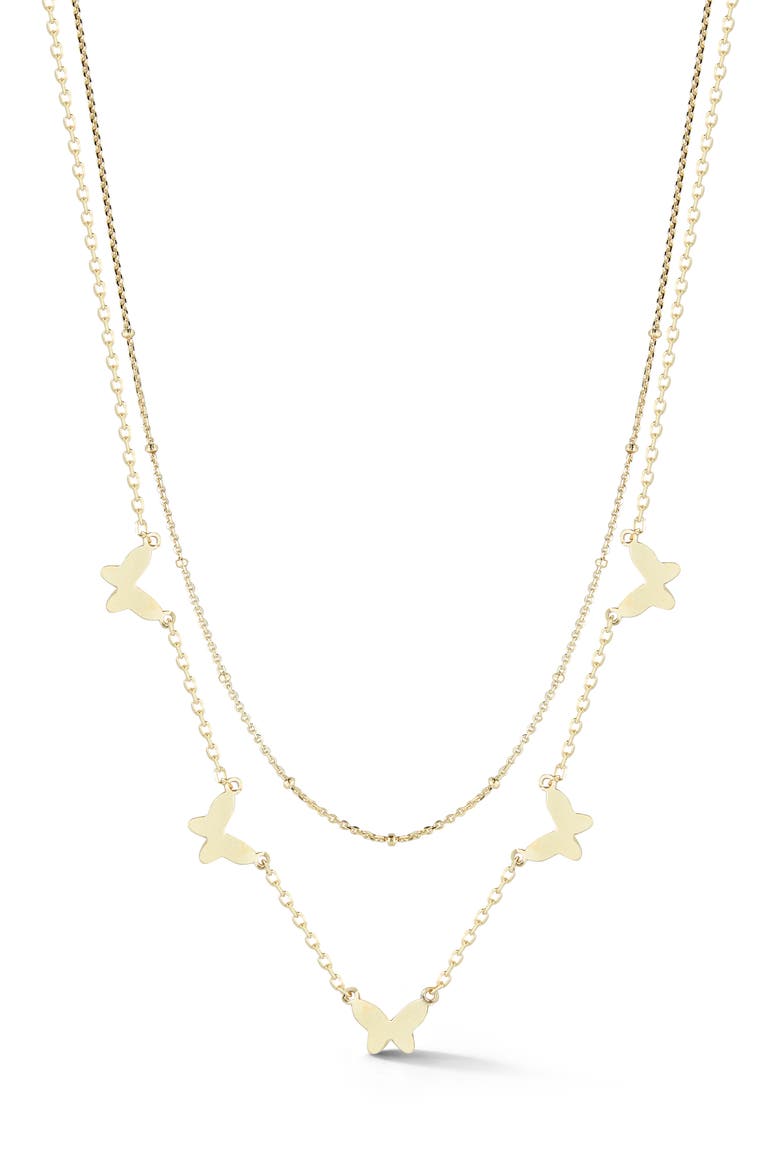 Butterfly Layered Necklace, Main, color, GOLD