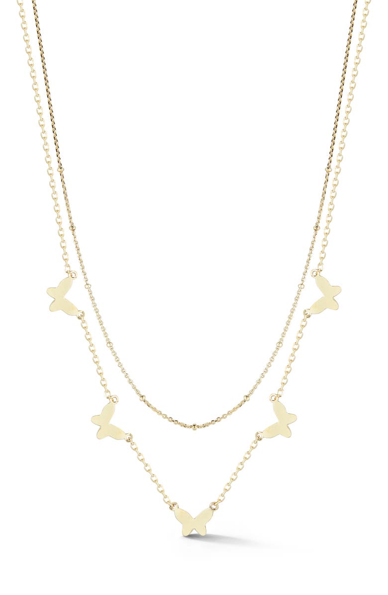 SPHERA MILANO Butterfly Layered Necklace, Main, color, Gold