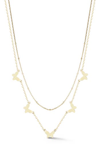 Sphera Milano Butterfly Layered Necklace In Gold