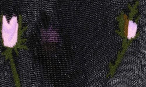 Hansel From Basel Rosebud Sheer Crew Socks In Black