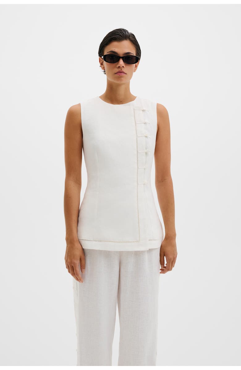 Malina Arwen Button Detailed Vest, Main, color, White