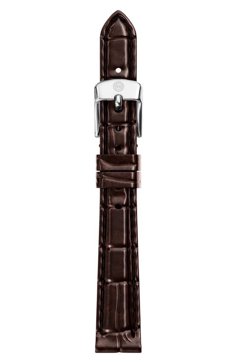 Croc Embossed Leather Watchband, 12mm