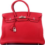 Pre-Owned Hermes Birkin Handbag Red Vache Trekking with Palladium Hardware 35