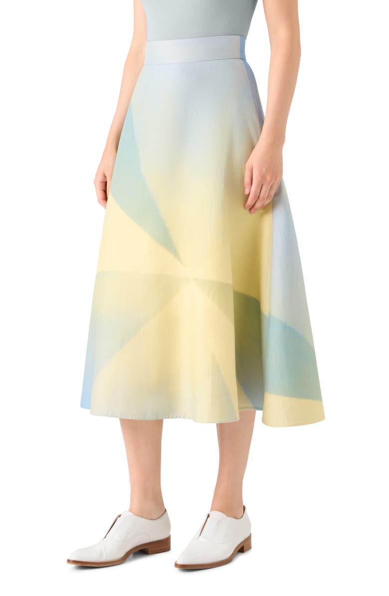 Akris Sunbeam A-Line Cotton Midi Skirt, Alternate, color, Multicolor