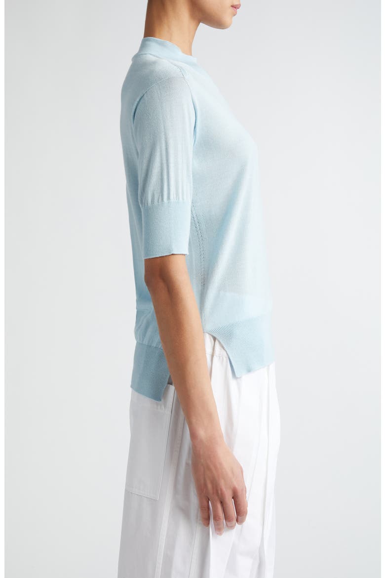 Seamless Short Sleeve Cashmere, Wool & Silk Sweater, Alternate, color, 456 BLUE HAZE