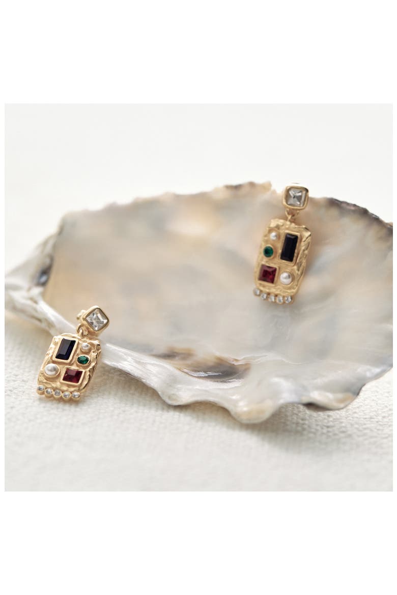 Skylin Crystal Rectangle Drop Earrings, Alternate, color, GOLD TONE/ MULTI CRYSTAL